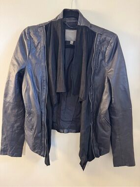 MUUBAA Genuine Leather Draped MOTO Jacket BLACK Size 6 Luxe